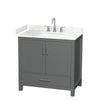 Custom image for Dark Gray with Brushed Chrome Trim / Carrara Cultured Marble, Rectangular Sink / No Mirror