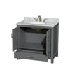 Custom image for Dark Gray with Brushed Chrome Trim / White Carrara Marble, Oval Sink / No Mirror