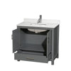 Custom image for Dark Gray with Brushed Chrome Trim / Giotto Quartz, Rectangular Sink / No Mirror