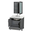 Custom image for Dark Gray with Brushed Chrome Trim / Giotto Quartz, Rectangular Sink / Medicine Cabinet