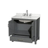Custom image for Dark Gray with Brushed Chrome Trim / Giotto Quartz, Rectangular Sink / No Mirror