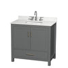 Custom image for Dark Gray with Brushed Chrome Trim / Giotto Quartz, Rectangular Sink / No Mirror