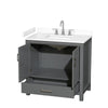 Custom image for Dark Gray with Brushed Chrome Trim / White Cultured Marble, Rectangular Sink / No Mirror