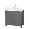 Custom image for Dark Gray with Brushed Chrome Trim / White Cultured Marble, Rectangular Sink / No Mirror