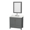 Custom image for Dark Gray with Brushed Chrome Trim / White Quartz, Rectangular Sink / Medicine Cabinet