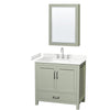 Custom image for Light Green with Brushed Nickel Trim / Carrara Cultured Marble, Rectangular Sink / Medicine Cabinet
