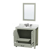 Custom image for Light Green with Brushed Nickel Trim / White Carrara Marble, Oval Sink / 24