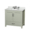 Custom image for Light Green with Brushed Nickel Trim / White Carrara Marble, Oval Sink / No Mirror