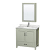 Custom image for Light Green with Brushed Nickel Trim / White Carrara Marble, Rectangular Sink / Medicine Cabinet