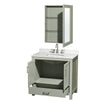 Custom image for Light Green with Brushed Nickel Trim / Giotto Quartz, Rectangular Sink / Medicine Cabinet