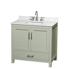 Custom image for Light Green with Brushed Nickel Trim / Giotto Quartz, Rectangular Sink / No Mirror