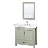 Custom image for Light Green with Brushed Nickel Trim / White Cultured Marble, Rectangular Sink / 24