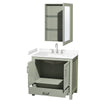 Custom image for Light Green with Brushed Nickel Trim / White Cultured Marble, Rectangular Sink / Medicine Cabinet