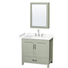 Custom image for Light Green with Brushed Nickel Trim / White Cultured Marble, Rectangular Sink / Medicine Cabinet