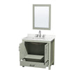 Custom image for Light Green with Brushed Nickel Trim / White Quartz, Rectangular Sink / 24