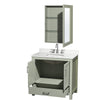 Custom image for Light Green with Brushed Nickel Trim / White Quartz, Rectangular Sink / Medicine Cabinet