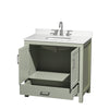 Custom image for Light Green with Brushed Nickel Trim / White Quartz, Rectangular Sink / No Mirror