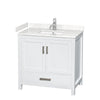 Custom image for White with Brushed Chrome Trim / Carrara Cultured Marble, Rectangular Sink / No Mirror