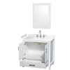 Custom image for White with Brushed Chrome Trim / Carrara Cultured Marble, Rectangular Sink / 24