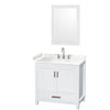 Custom image for White with Brushed Chrome Trim / Carrara Cultured Marble, Rectangular Sink / 24