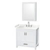 Custom image for White with Brushed Chrome Trim / Carrara Cultured Marble, Rectangular Sink / Medicine Cabinet