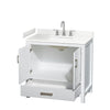 Custom image for White with Brushed Chrome Trim / Carrara Cultured Marble, Rectangular Sink / No Mirror