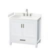 Custom image for White with Brushed Chrome Trim / Carrara Cultured Marble, Rectangular Sink / No Mirror