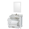Custom image for White with Brushed Chrome Trim / White Carrara Marble, Oval Sink / 24