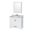Custom image for White with Brushed Chrome Trim / White Carrara Marble, Oval Sink / Medicine Cabinet