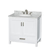 Custom image for White with Brushed Chrome Trim / White Carrara Marble, Oval Sink / No Mirror