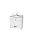 Custom image for White with Brushed Chrome Trim / White Carrara Marble, Oval Sink / Medicine Cabinet