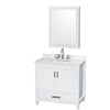 Custom image for White with Brushed Chrome Trim / Giotto Quartz, Rectangular Sink / Medicine Cabinet