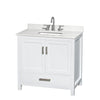 Custom image for White with Brushed Chrome Trim / Giotto Quartz, Rectangular Sink / No Mirror
