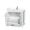 Custom image for White with Brushed Chrome Trim / White Cultured Marble, Rectangular Sink / No Mirror