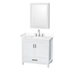 Custom image for White with Brushed Chrome Trim / White Cultured Marble, Rectangular Sink / Medicine Cabinet