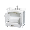Custom image for White with Brushed Chrome Trim / White Cultured Marble, Rectangular Sink / No Mirror