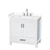 Custom image for White with Brushed Chrome Trim / White Cultured Marble, Rectangular Sink / No Mirror