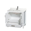 Custom image for White with Brushed Chrome Trim / White Quartz, Rectangular Sink / No Mirror