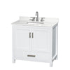 Custom image for White with Brushed Chrome Trim / White Quartz, Rectangular Sink / No Mirror