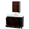 Custom image for Espresso with Brushed Chrome Trim / Carrara Cultured Marble, Rectangular Sink / Medicine Cabinet