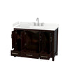 Custom image for Espresso with Brushed Chrome Trim / Carrara Cultured Marble, Rectangular Sink / No Mirror