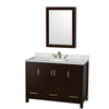 Custom image for Espresso with Brushed Chrome Trim / White Carrara Marble, Oval Sink / Medicine Cabinet