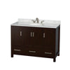 Custom image for Espresso with Brushed Chrome Trim / White Carrara Marble, Oval Sink / No Mirror