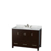 Custom image for Espresso with Brushed Chrome Trim / White Carrara Marble, Oval Sink / Medicine Cabinet