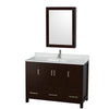 Custom image for Espresso with Brushed Chrome Trim / White Carrara Marble, Rectangular Sink / Medicine Cabinet