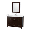 Custom image for Espresso with Brushed Chrome Trim / White Cultured Marble, Rectangular Sink / Medicine Cabinet