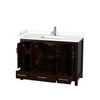 Custom image for Espresso with Brushed Chrome Trim / White Cultured Marble, Rectangular Sink / No Mirror