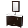 Custom image for Espresso with Brushed Chrome Trim / White Cultured Marble, Rectangular Sink / Medicine Cabinet