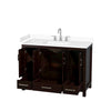 Custom image for Espresso with Brushed Chrome Trim / White Cultured Marble, Rectangular Sink / No Mirror