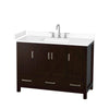 Custom image for Espresso with Brushed Chrome Trim / White Cultured Marble, Rectangular Sink / No Mirror